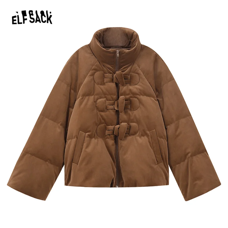 ELFSACK Y2K Velt Down Coats Women 2023 Winter New Korean Fashion Designer Jackets