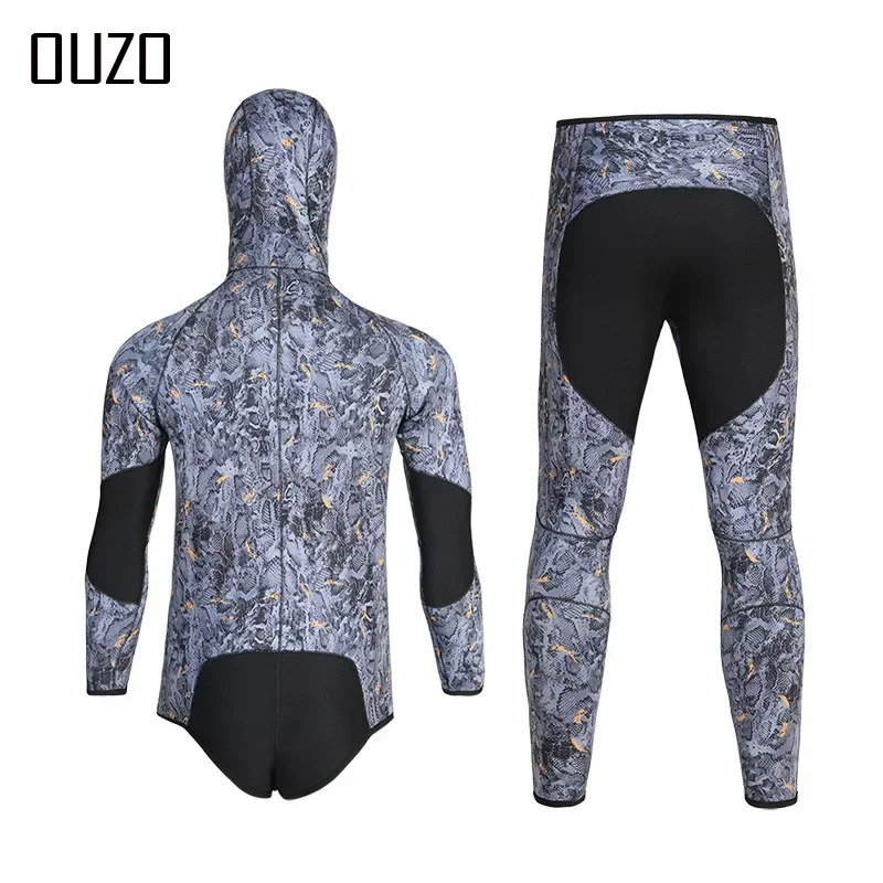 Open Cell Camo Spearfishing Wetsuits Men 3mm /1.5mm Neoprene 2-Pieces  Hooded Super Stretch Scuba Diving Suit Thermal Swimsuit