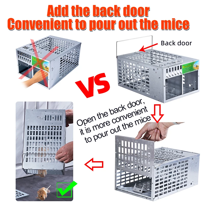 Humane Mouse Trap,Combined Automatic Continuous Rat Traps Cage, Extended  Metal Rat Trap,Sensitive Pedal Trigger, Easy to Set Mice Catcher for Indoor