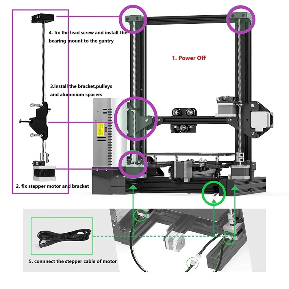Parafuso de avanço  Jogos Duplos t8 da Elevação da Linha Central de z com o Motor Deslizante do Parafuso de Ligação para o Ender de Creality Ender Pro Ender v2 3d Impressora Parte a Linha Central de z os - Imagem 3