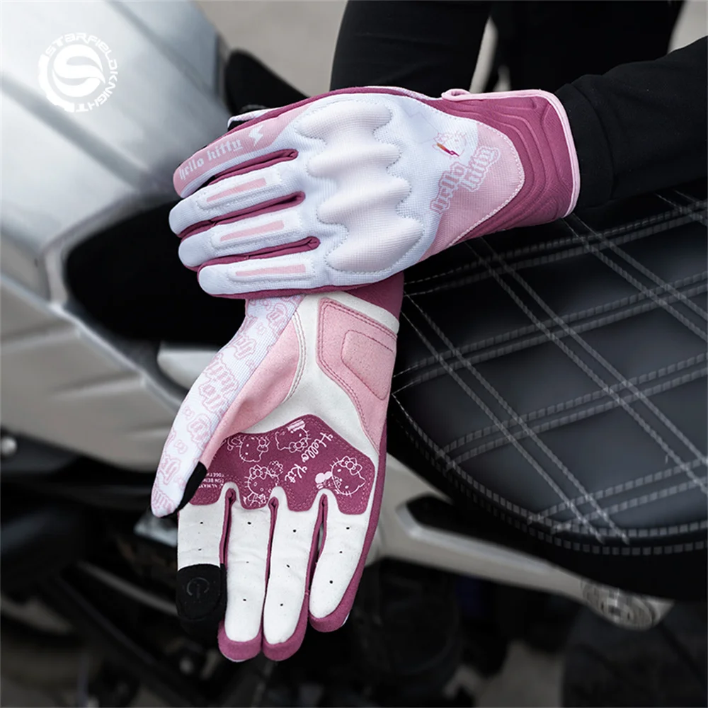 Guantes de Moto transpirables para mujer, protectores antideslizantes para  ciclismo, color rosa y morado, Verano - AliExpress