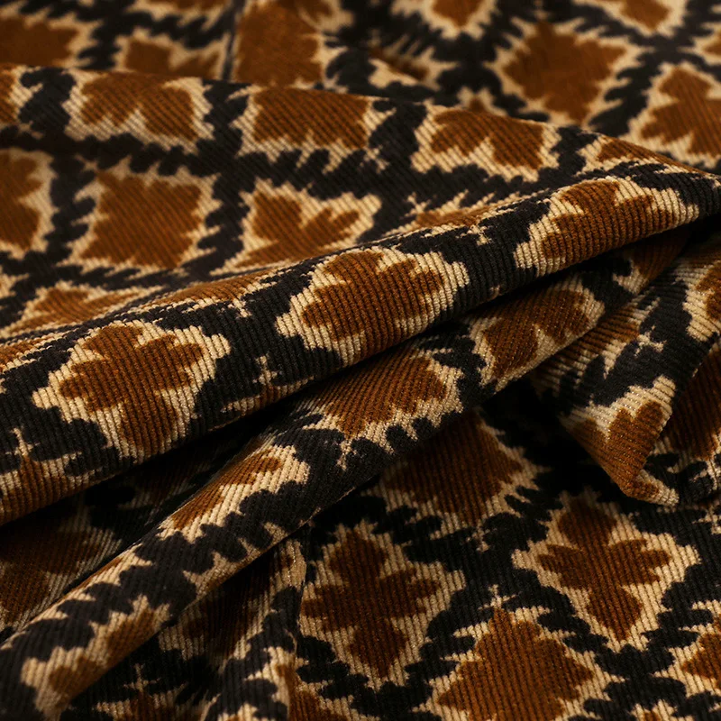 Corduroy Geometric printed wick velvet fabric Women's fashion pants dress fabric tablecloth polyester DIY Handmade sewing