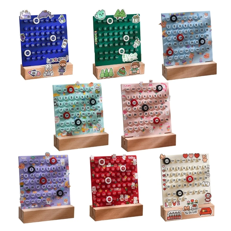 

Creative Time Permanent Table Calendar Manual Acrylic Desk Calendario Home Decorations 3 Rings Stickers Date Record Gift