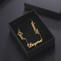 Lemegeton Personalized Multiple Names Necklace Custom Nameplate Pendant Stainless Steel Family Necklaces Fow Women Men Jewelry