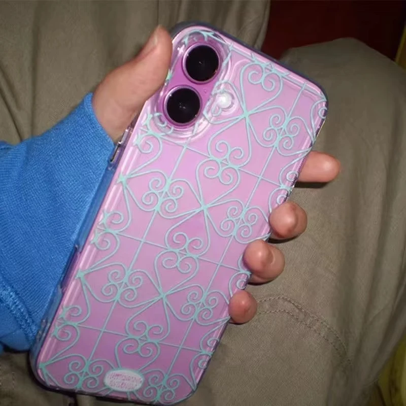 Green Line Pattern Phone Case with Clear Back