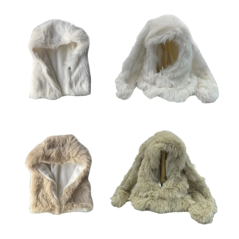 

Furry Plush Hat for Adult Girls Soft Balaclava Cap Cold Weather Skull Hat for Hiking Skiing Women Accessories K3KF