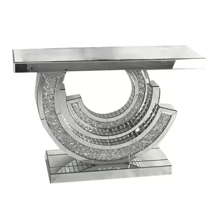 Wholesale Console Table Crushed Crystal Diamond Console Table Set with Mirror Modern Hotel Furniture Picture 1 Set