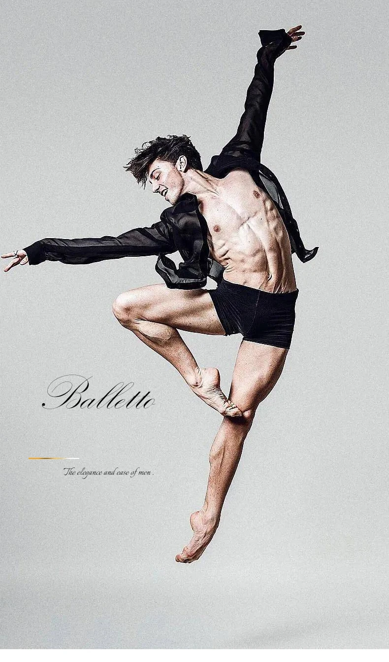 Professionelle Herren-Tanz-Sicherheitshose für Ballettübungen, Yoga, Übungstraining, Zweipunkt-Tanzbekleidung aus Polyamid – Detail 1