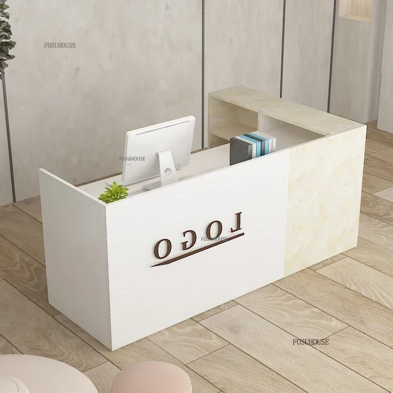 Nordic Reception Desk Front Desk Simple Church Pulpit Podium Commercial Store Wood Cashier Desks Corner Office Furniture