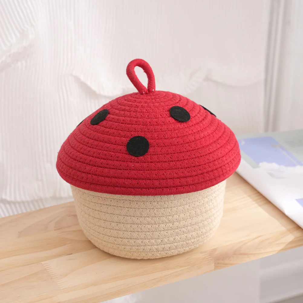 

Desktop Snack Baskets Home Accessory Woven Storage Cotton Rope Supplies with Lid