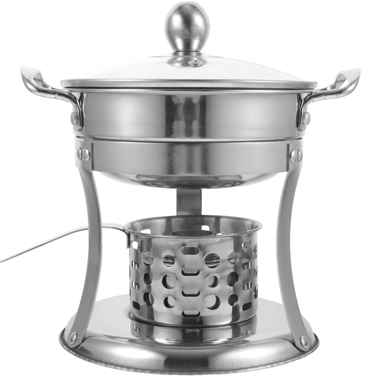 

Hemoton Mini Food Shabu Hot Pot Stainless Steel Chafing Dishes Hotpot Single Mini Cooking Pot Cookware Stove Burner Bbq Picnic