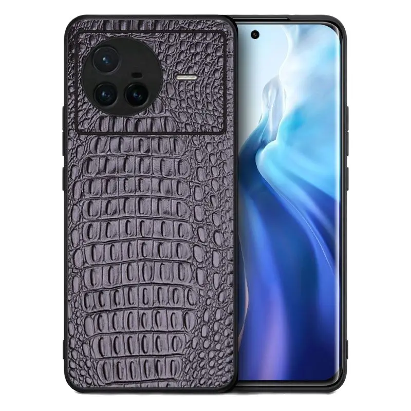 Luxury Genuine Leather Magnetic Litchi Grain Cover Mobile Crocodile Head Phone Case For Vivo X90 X80 X70 Pro x note Cover Cases