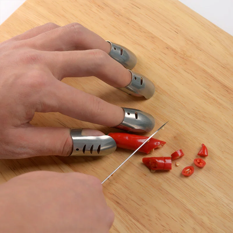 4pcs Stainless Steel Finger Guard Finger Hand Cut Hand Protector Vegetable Cutting Protecter Gadgets Kitchen Accessories