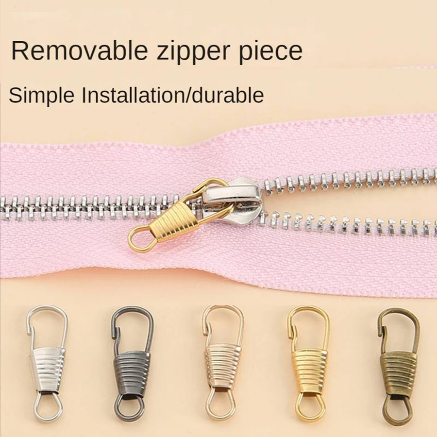 10Pcs Zipper Slider Metal Small Clasp Repair Kit Replacement for Broken Buckles Zippers Puller Head Suitcase Zipper Pull Tab