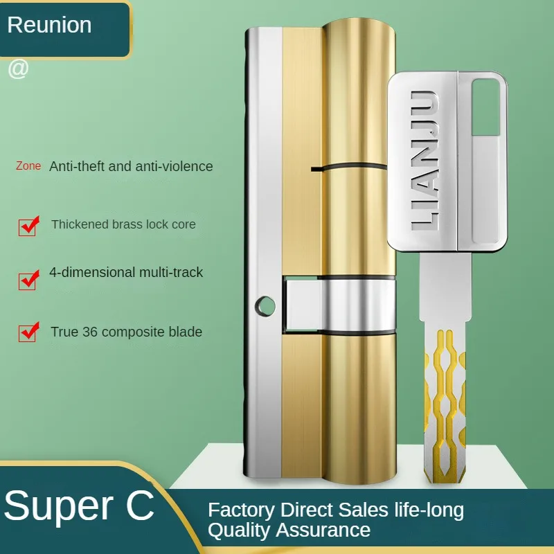 65-115MM Lock Cylinder Hardware Door Skew Lock AB Cylinder Key Elongated Core Anti-theft Entry Brass Door Lock 8 Pieces Keys door lock