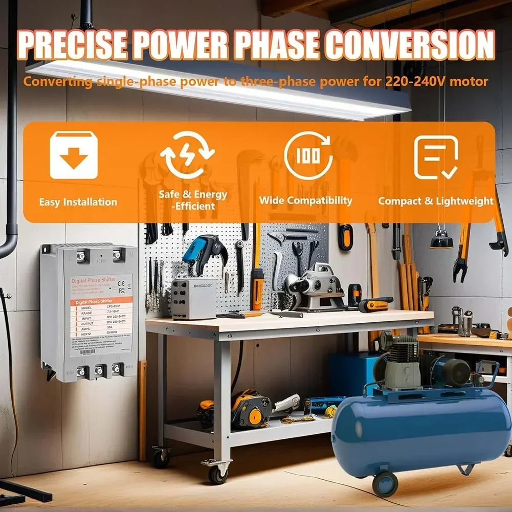10HP 단상-삼상 변환기 디지털 위상 시프터 30A 220V 도구 액세서리 단상-삼상 변환기
