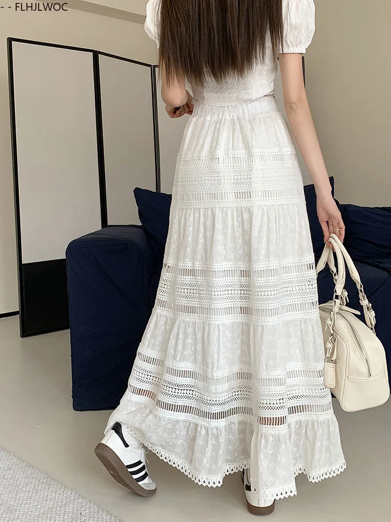 Hollow Out Lace Skirt 2025 Y2K Design Date Girl Women Cute