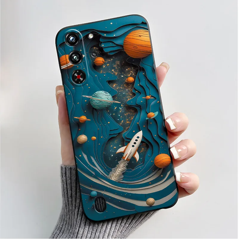 Soft Silicone Black Shell with Cute Flower Design - Protective Case