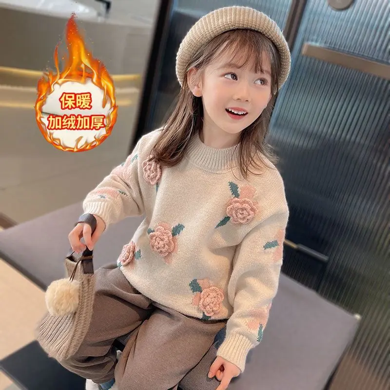 

Girl's Sweater Autumn and Winter 2022 New Fashionable Girls Fleece Sweater Kids' Overcoat Women Teens Tops