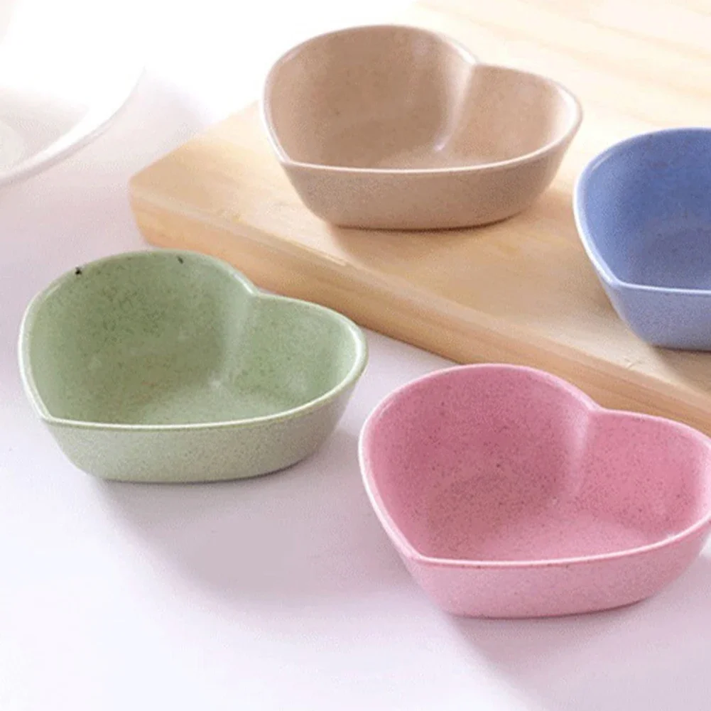 Wheat Straw Seasoning Dish Flower Heart Round Shape Multipurpose Seasoning Dish Snack Dessert Plate Saucer Kitchen Supplies New