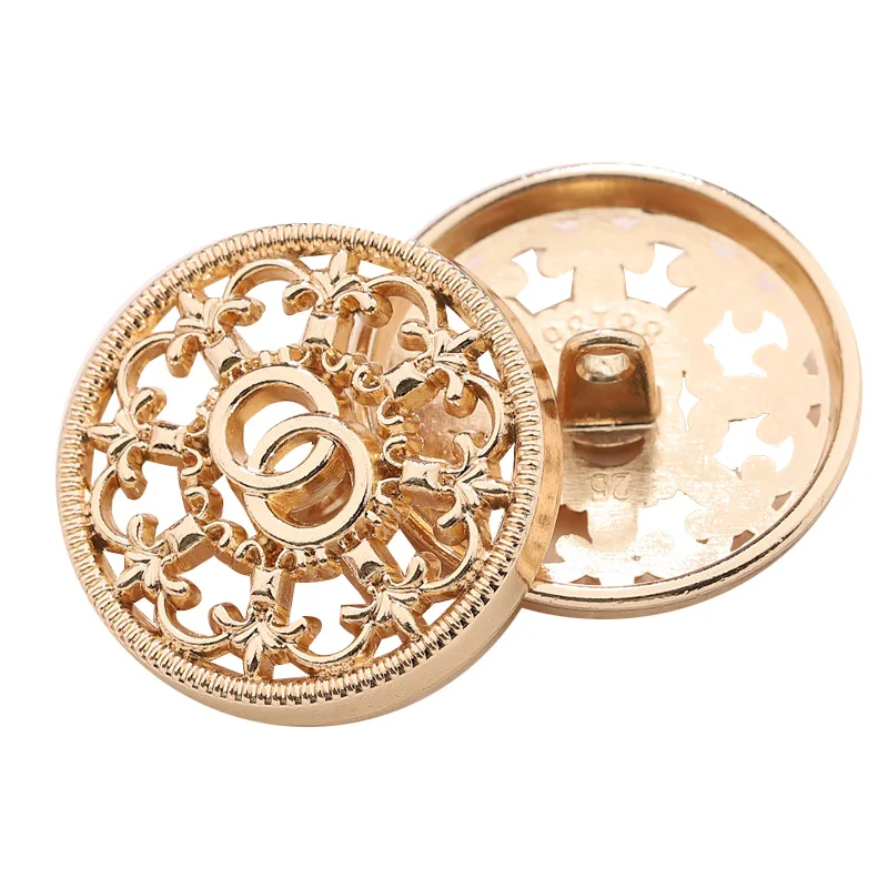 고급 금속 속이 빈 금색 단추 여성 스타일 캐주얼 수트 코트 단추 스웨터 가디건 단추 세련된 합금 단추