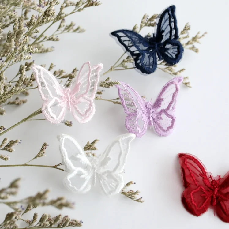 5PiecesButterflyPatches3DLaceFabricEmbroideryHeadwearDIY
