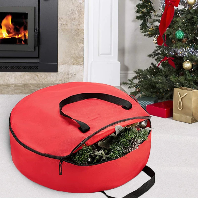 Christmas tree storage bag Durable Christmas tree waterproof dust insects and damp with zipper strap handle red