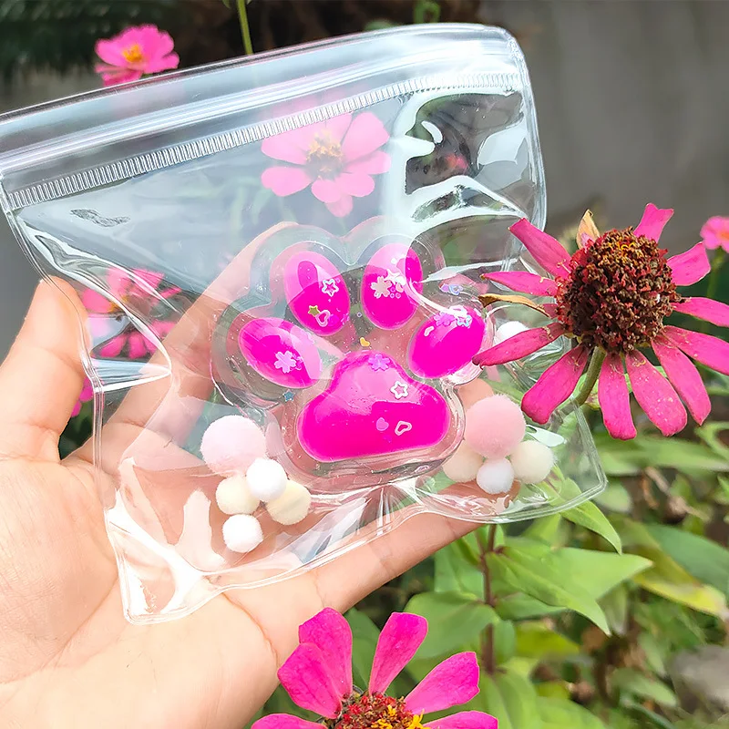 Super Cute Flash Transparent Cat Paw Squeeze Slow Rebound Toy Cartoon Glowing Crystal Cat Paw Soft Sticky Stress Relief Toy Gift 2