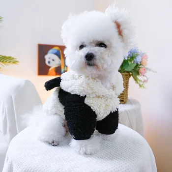 Abrigo de oso panda con capucha y orejas para mascotas