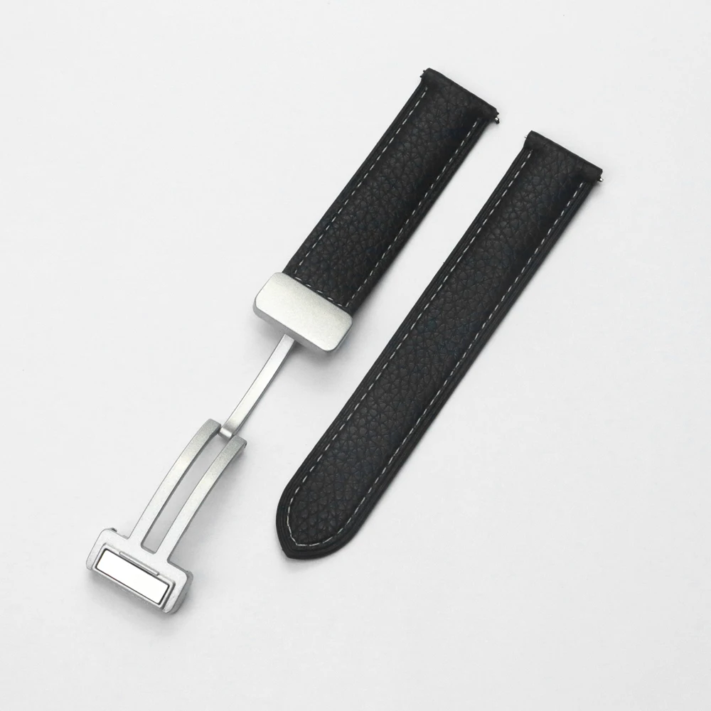 Premium Leather Strap with Magnetic Buckle - 20mm/22mm Adjustable Band