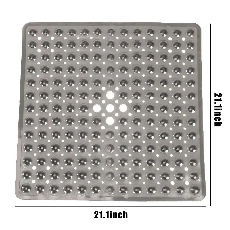 Bath Mat Non-slip with Suction Cup Drain Hole Machine Washable