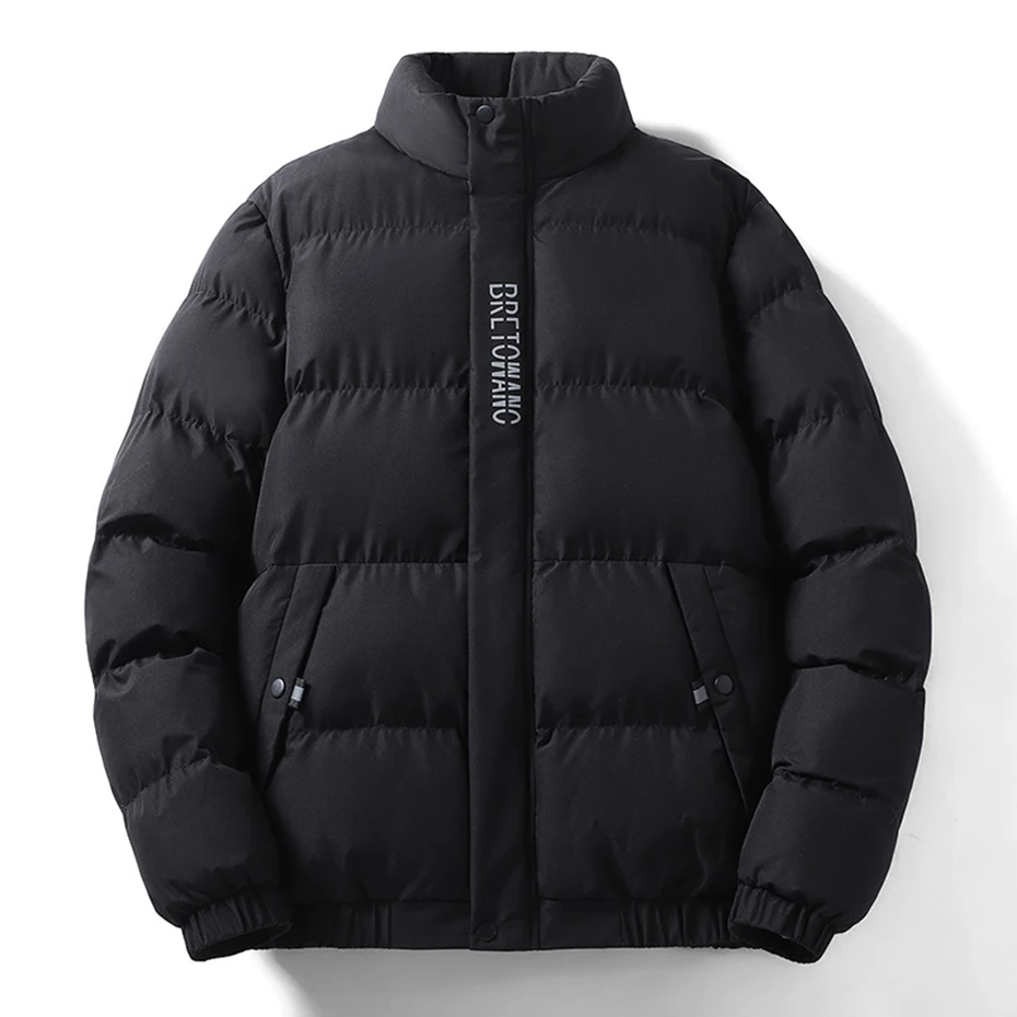 

2023 Winter Parkas Padded Jacket for Men Black Thicken Warm Coat Loose Casual Zipper Jackets