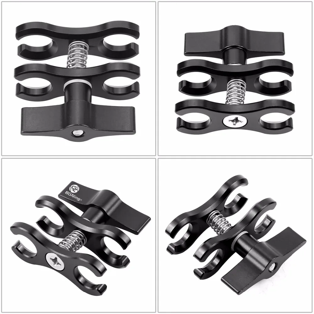 CNC Schmetterling Clip Clamp 2 3 Offene Loch Tauchen Licht Halterung Stativ Anschluss Ball Kopf Mount Adapter für Gopro Sport SLR Kamera – Detail 16