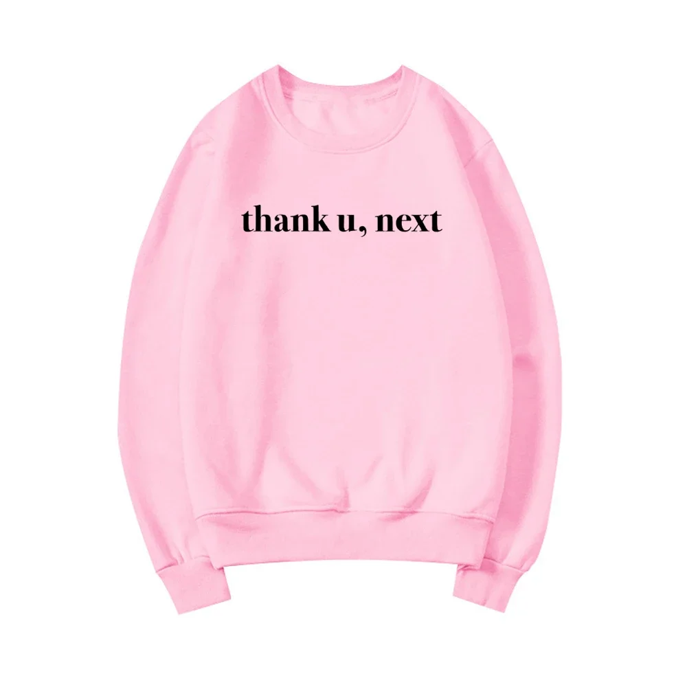 Thank U Next 맨투맨 여성용 하라주쿠 그래픽 후드, 90 년대 패션 크루넥 스웻셔츠, 스트리트웨어 캐주얼 풀오버, 팬 선물
