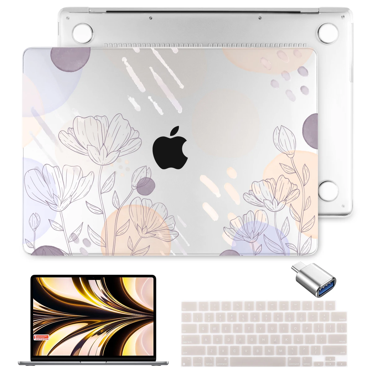 

(All Models)Crystal Floral Protective Case For MacBook Pro Air 11 12 13 14 15 16" 2022 2021 With M2 M1 Chip A2681 A2338 A2337