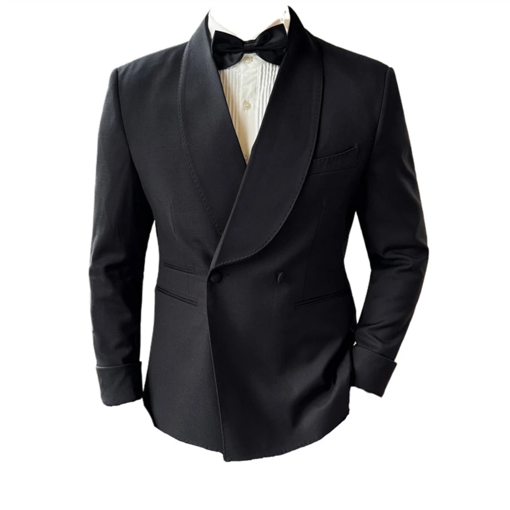 Double Breasted Buckle Business Suits Men Groom's Wedding Dress Suit Banquet Party Host Tuxedo 2 Pieces Set (Jackets+Pants) 2024 3