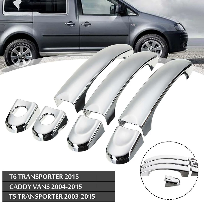 

7Pcs Set ABS Chrome Door Handle Covers Trim For TRANSPORTER T5 T6 CADDY VAN 2003-2015 Chrome