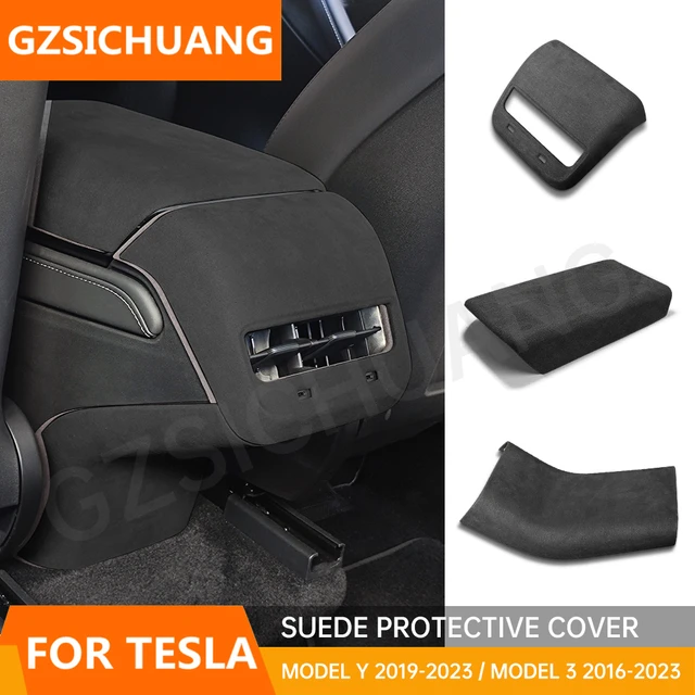 Housse de protection pour Console centrale en daim, pour Tesla Model Y Model  3 2022 2021, couvercle de boîte d'accoudoir à ventilation, accessoires de  décoration d'intérieur - AliExpress