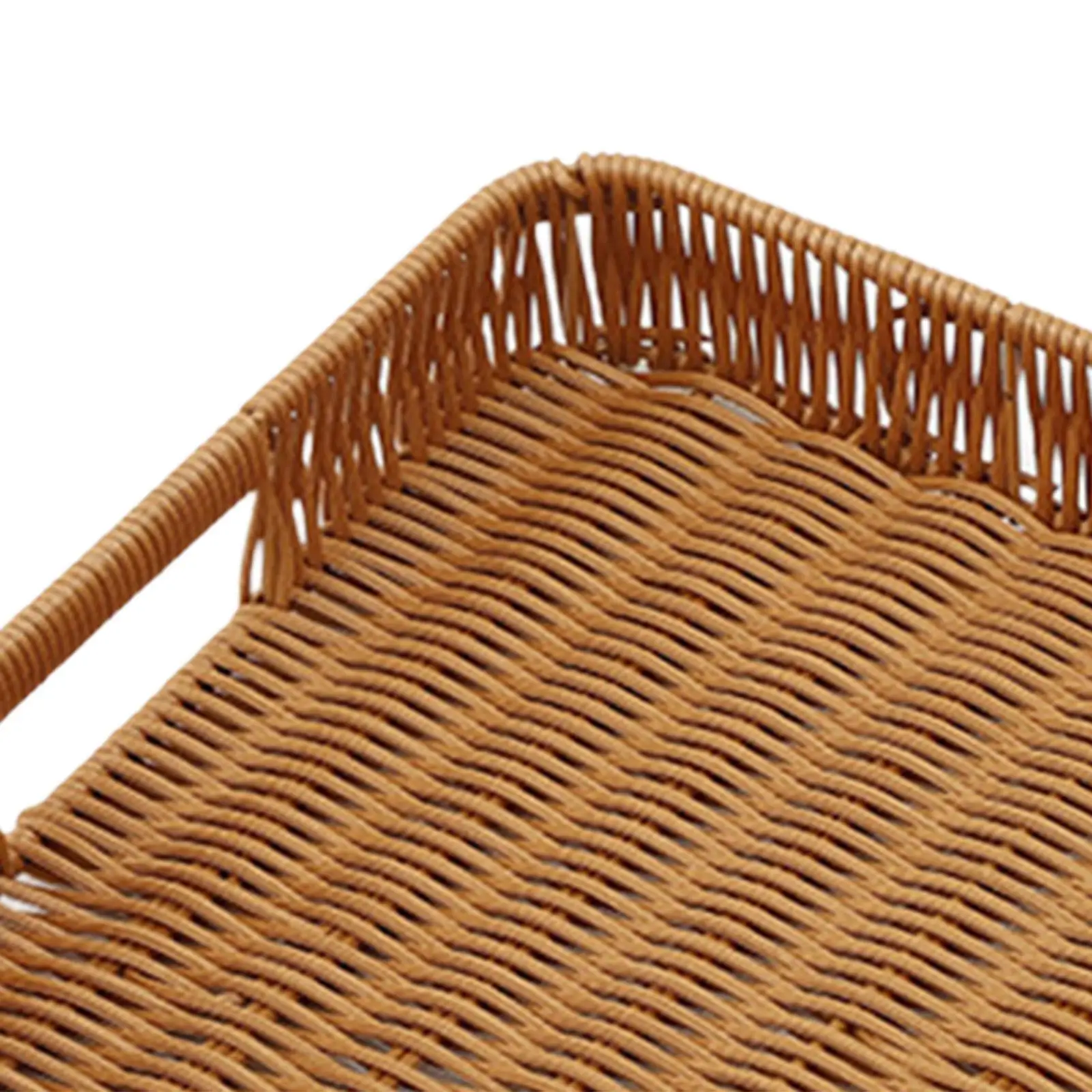 Imitation Rattan Bread Basket Woven Basket Rustic Snack Bread Trays Square Serving Basket Serving Tray for Drinks Vegetables 5