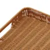 Imitation Rattan Bread Basket Woven Basket Rustic Snack Bread Trays Square Serving Basket Serving Tray for Drinks Vegetables 5