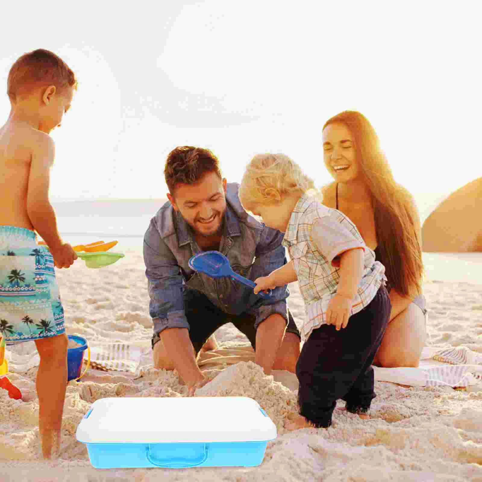 Sand Water Tray Sensory Bin with Lid Table Storage Box Beach Toys for Kids Abs Indoor Sandbox 2