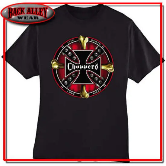 Choppers Rider Biker Shirt Life Death Bikes M-3Xl Teschi Iron Cross Maniche Lunghe