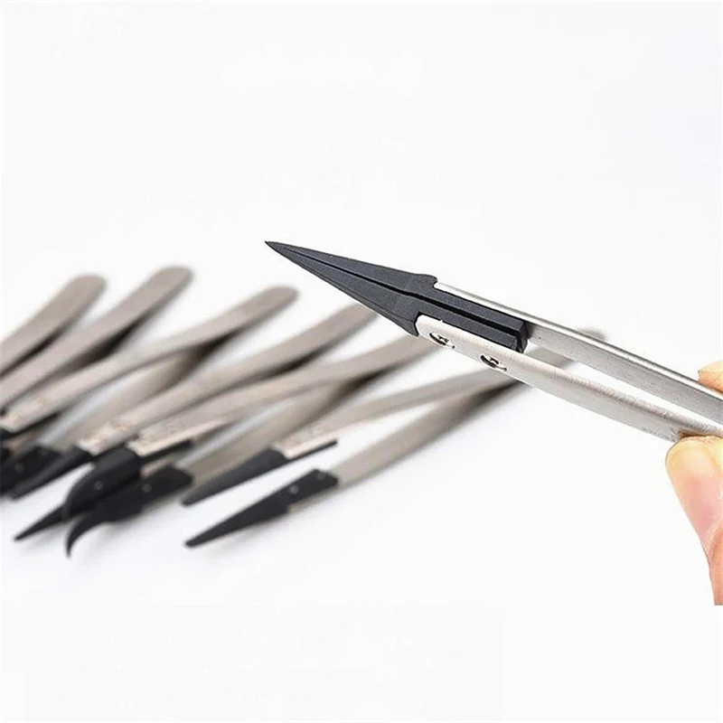 Ceramic Head With Hardware Handle Zirconia Stainless Steel Antistatic Insulation High Temperature Resistant Tweezers precision tweezers tweezer tool esd anti static tweezers ceramic tweezers