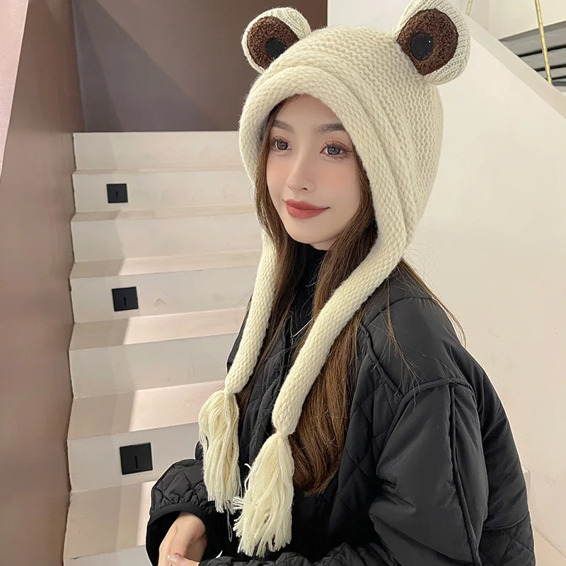 New Frog Hat Beanies Knitted Winter Hat Solid Hip-hop Skullies Knitted Hat Cap Costume Accessory Gifts Warm Winter Bonnet Gift