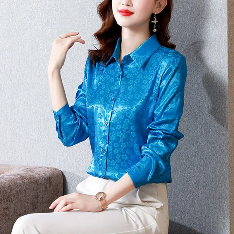 

Fashion Printed Spliced Button Polka Dot Chiffon Shirt Women's Clothing 2023 Autumn New Casual Tops All-match Office Lady Blouse