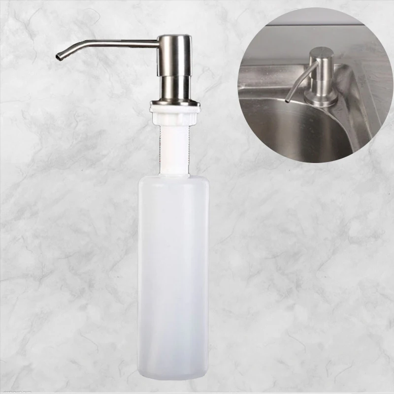 Spencer 2Pcs 300ML Sink Soap Dispenser Stainless Steel Kitchen Liquid  Built-in Soap Dispenser Lotion Pump