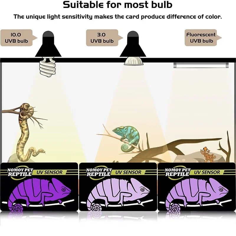 UVB Reptiles Light Lamp Bulb 2Pcs Test Card Amphibious Pet UVB UV Test Card Reptiles Life Detection Reptile Accessories
