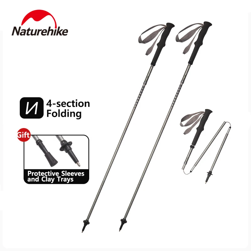 Naturehike Lightwind-Pro Climbing Sticks Aluminum Alloy 4-Section Folding Trekking Poles Ultralight Portable Walking Sticks
