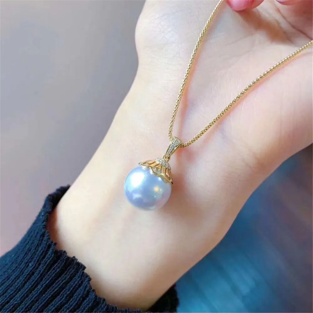 

DIY Pearl Accessories S925 Sterling Silver Pearl Jade Pendant Empty Holder Female Exquisite 9-10mm Round Beads