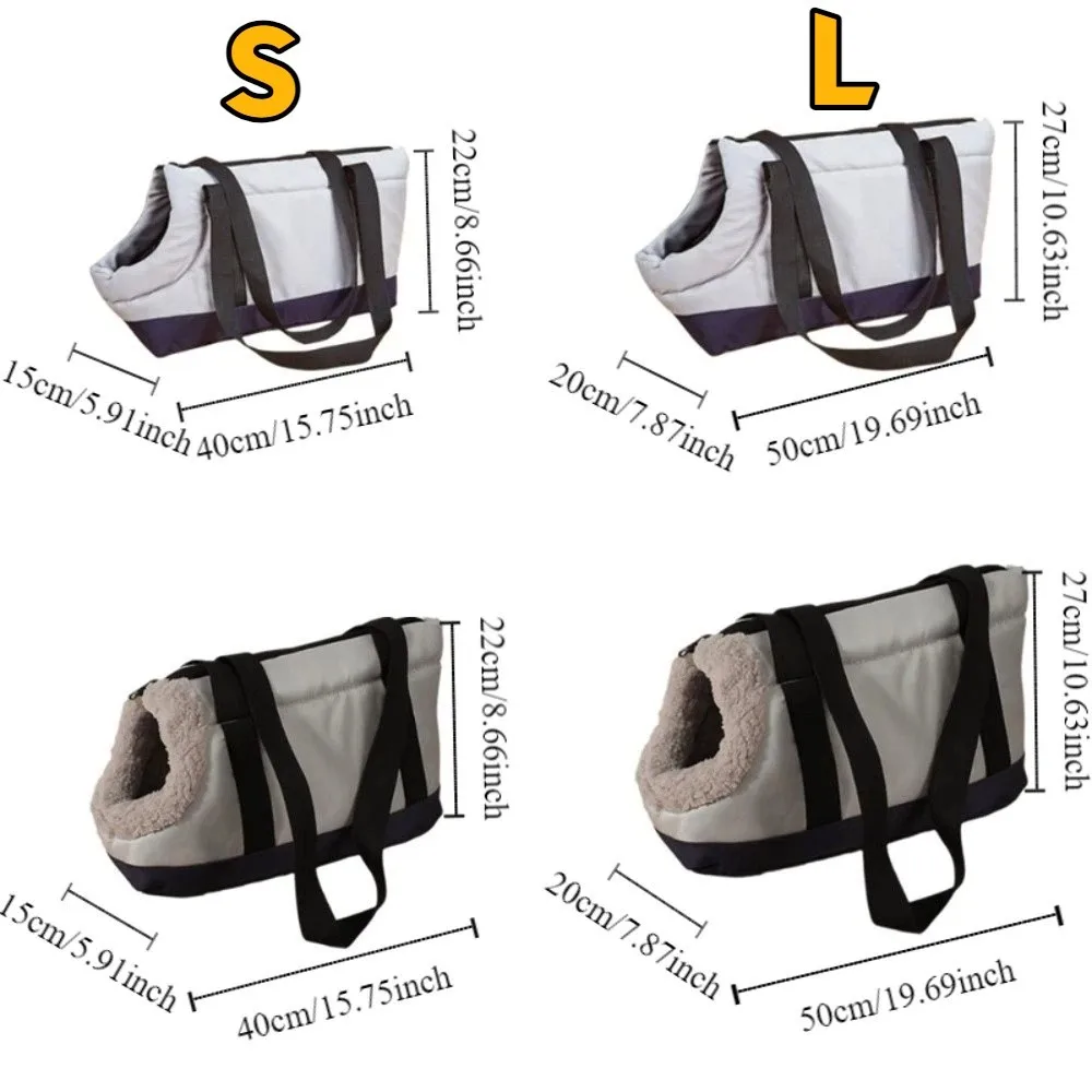 Portable Warm Pet Carrier Bag Waterproof Breathable Cat Sling Bag Foldable Color Block Pet Handbag Outdoor Activities